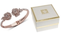 Anne Klein Rose Gold-Tone Crystal Flower Cuff Bracelet, Created for Macy's